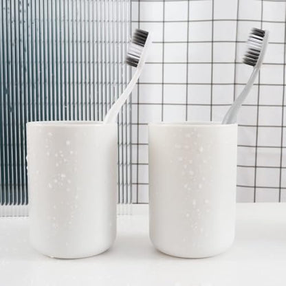 Bathroom Tumblers 2Pcs, Mouthwash Cup, Toothbrush Holders, Drink Mug, Pen Holder, Unbreakable Dishwasher Safe, 10fl.oz(300ml)/Pcs (White & White) - color: White&white