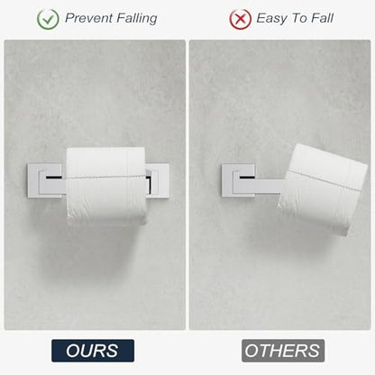 Toilet Paper Holder Wall Mount Polished Chrome Stainless Steel | Toilet Tissue Roll Holder Bathroom Square Toilet Paper Towel Roll Holder Double Post Pivoting Tissue Handle - color: Polished Chrome