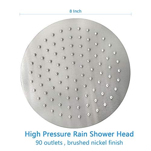 NearMoon Rain Shower Head, Ultra-Thin Design-Pressure Boosting, Awesome Some Experience, High Flow Stainless Steel Rainfall Head (8 Inch,Brushed Nickel) - color: Brushed Nickel, size: 8 Inch