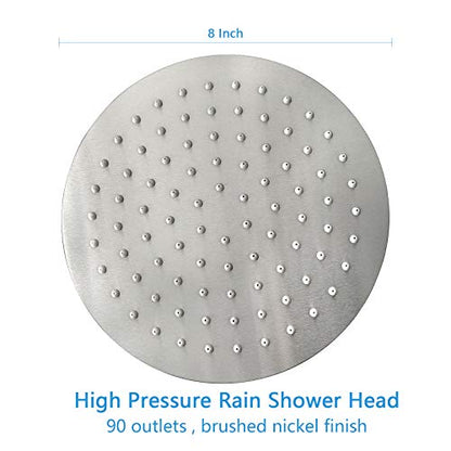 NearMoon Rain Shower Head, Ultra-Thin Design-Pressure Boosting, Awesome Some Experience, High Flow Stainless Steel Rainfall Head (8 Inch,Brushed Nickel) - color: Brushed Nickel, size: 8 Inch