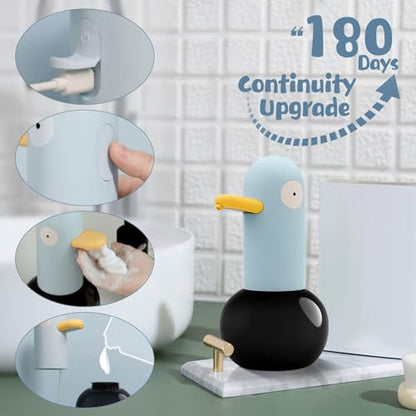 Automatic Foaming Soap Dispenser, Duck Head Soap Dispenser 2-Speed Adjustable Touchless Cute Foaming Hand Soap Dispenser for Bathroom Kitchen, USB Rechargeable, 13.5oz (Yellow) - color: Yellow