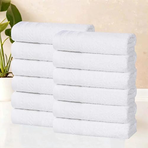 BLUENILEMILLS Honeycomb 500GSM, Textured Waffle Border, Highly Absorbent and Soft, Cotton Light to Medium Weight Face Towel Washcloth Set of 12, White - color: White, size: Face Towel-12 PC