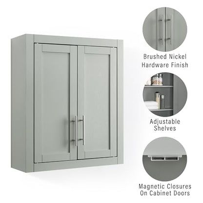 Crosley Furniture Savannah Wall Mounted Bathroom Storage Medicine Cabinet with Shelves, Gray - color: Grey, style: Wall Cabinet