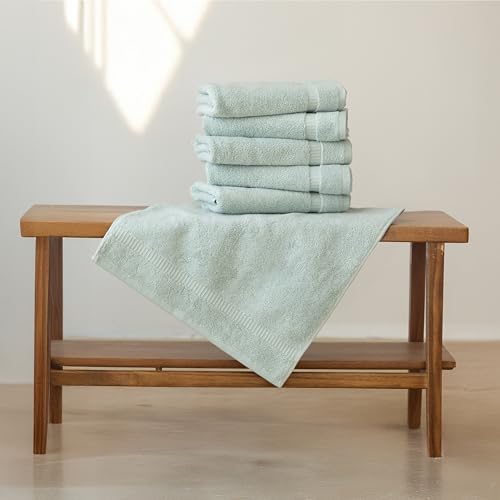 SALBAKOS 6-Piece 100% Turkish Cotton Hand Towels, 16x30 inch, Seafoam Green | Large Size Thick Super Soft Highly Absorbent, Versatile Hair Face & Hand Drying Towel, Premium Hotel Quality Made in Turkey - color: Seafoam Green, size: 6 Hand Towels