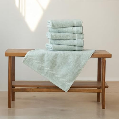 SALBAKOS 6-Piece 100% Turkish Cotton Hand Towels, 16x30 inch, Seafoam Green | Large Size Thick Super Soft Highly Absorbent, Versatile Hair Face & Hand Drying Towel, Premium Hotel Quality Made in Turkey - color: Seafoam Green, size: 6 Hand Towels