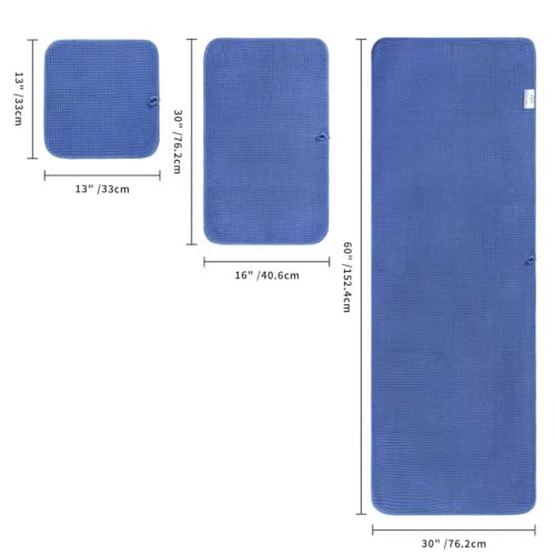 POLYTE 430 GSM Poly Blend Microfiber Quick Dry Waffle Bath Towel Set of 6 | 2-Body Towels, 2-Hand Towels, 2-Wash cloths, Oversize, Lint Free - color: Royal Blue