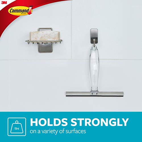 Command Bath Shower Small Water-Resistant Adhesive, Satin Nickel, 1 lb Capacity, 1 Squeegee, 1 Hook, 2 Strips, BATH32-SS-ES Caddy - size: 0