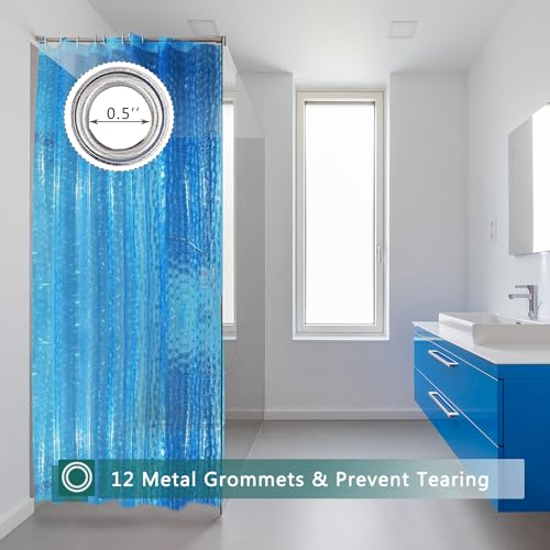Blue Shower Curtain Liner, 100% Waterproof EVA 3D Shower Curtains with 3 Duty Heavy Bottom Magnets and 12 Rust Proof Grommets, 72x72 Weighted Shower Liner for Shower Stall, Bathtubs - color: Blue Cube
