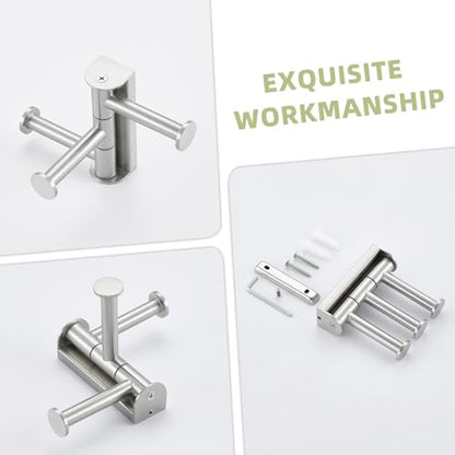 Suyar Swivel Towel Hook Brushed Nickel, Bathroom Robe Holder with 3 Arms | SUS304 Stainless Steel, Wall Mounted - color: Brushed Nickel, size: 1 Pack