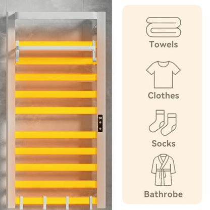 Wall Mounted Heated Towel Rack, 10-Bar Electric Towel Warmer with Timer & Adjustable Temperature, Fast Heating Towel Warmer for Bathroom, Space Aluminum, Rust-Resistant (White, 10bar)