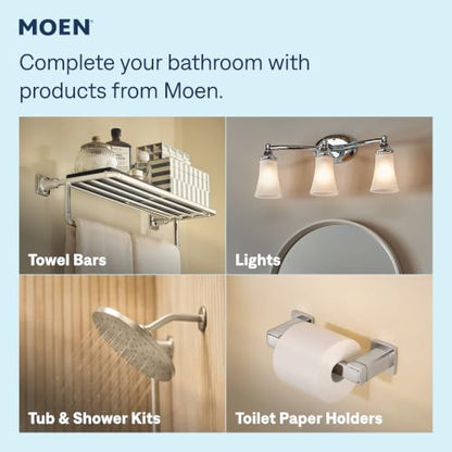 Moen 84023 Ronan Two-Handle Widespread Bathroom Sink Faucet, Valve Included, Chrome, Modern 3-Hole Faucet with Push-Down Drain Assembly - color: Chrome, size: Widespread (Pack of 1), style: Widespread