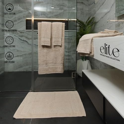 ELITE Emporium Home Collection 8-Piece Cotton Bath Towel Set - Ultra Soft, 550 GSM, Quick-Dry Towels - Bath Sheet, Bath Towels, Hand Towels, Washcloths, Bath Mat - Luxury Bathroom Towel Set (Beige) - color: Beige