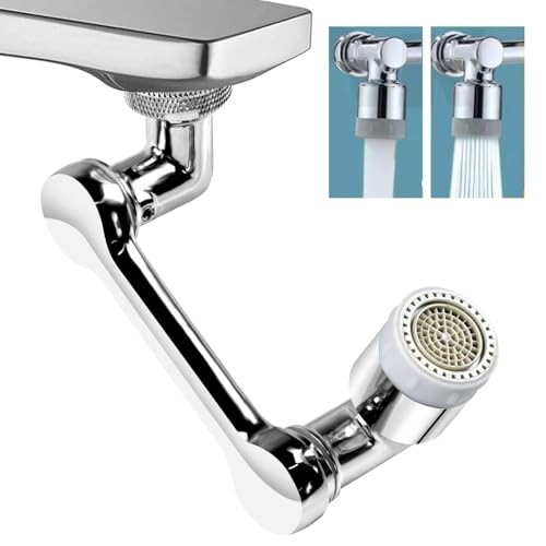 Faucet Extender 1080°Rotating Swivel, Sink Water Faucet Aerator Extension with Robotic Arm,2 Water Flow Modes Universal Fit for Bathroom Kitchen Faucet, Easy DIY Installation