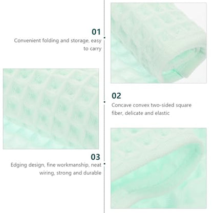 jojofuny 3pcs Green Waffle Weave Cotton Towels Large Highly Absorbent Quick-Dry Hand Face Bath Towels for Adults