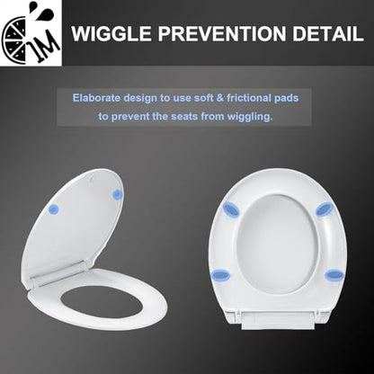 1M Family Toilet Seat, Patented Slow Close & Quick Releasing Technology, Anti-Wiggling, Easy to Install and Clean, Standard Round with Adult Seat Only (2 Pieces) - style: Round with Adult Seat Only
