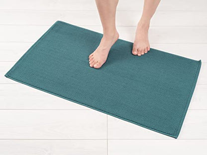 American Soft Linen Bath Rug, 20 in 34 in 100% Cotton Bath Mats Rugs for Bathroom, Slip Reducer Washable Shaggy Form Area Rugs, Colonial Blue Bath Rug - color: Teal, style: 20x34" Cotton Bath Mat