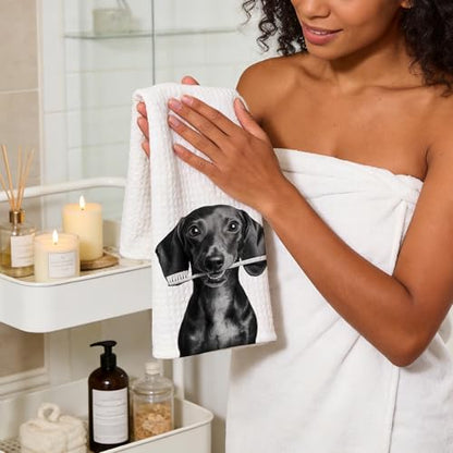 Funny Dachshund Gifts Hand Towels for Bathroom, Weiner Dog Bathroom Hand Towels, Weiner Dog Gifts for Women, 16x24 Inch - color: Dachshund