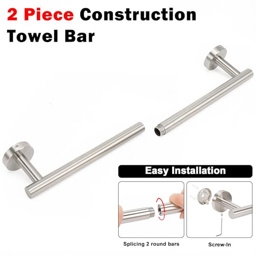 NearMoon Bath Towel Bar, Thicken Stainless Steel Shower Towel Rack Holder Wall Mounted for Bathroom, 20-lnch Overall Length-17-lnch Usable Hanging Space (1 Pack, Brushed Nickel) - color: Brushed Nickel, size: 20 Inch