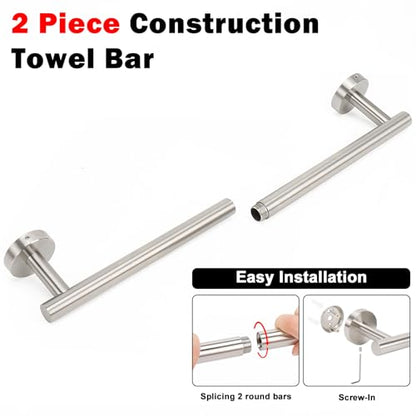 NearMoon Bath Towel Bar, Thicken Stainless Steel Shower Towel Rack Holder Wall Mounted for Bathroom, 20-lnch Overall Length-17-lnch Usable Hanging Space (1 Pack, Brushed Nickel) - color: Brushed Nickel, size: 20 Inch