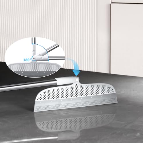 Multifunction Floor Squeegee Broom for Pet Hair Removal, Silicone Magic-Style Broom for Floor Cleaning, 51.77" Long Handle for Carpet, Bathroom Tile, Hardwood Floors, Garage, Liquid Spills, Fine Dust