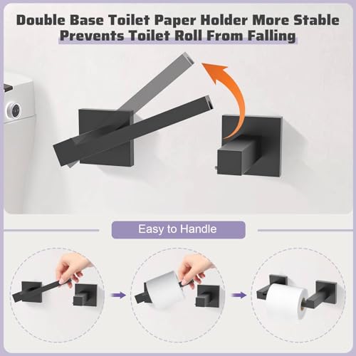 Matte Black Towel Bar Set 5-Piece Bathroom Hardware Accessories Set,23.6 Inch Modern Towel Holder Set SUS304 Stainless Steel Towel Rack Set for Bathroom,Wall-Mounted - color: 5-pcs Black