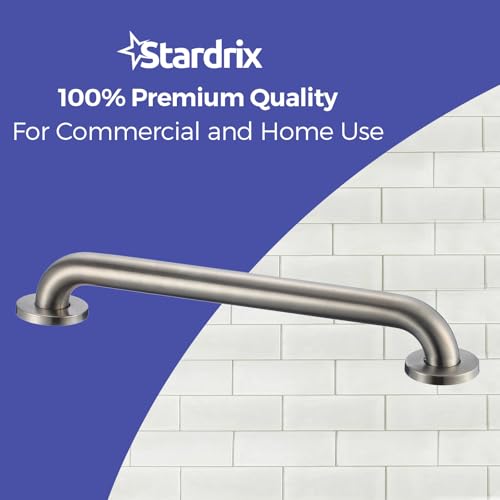 Stardrix 18-Inch ADA Compliant Grab Bar, 1.5" Diameter, Concealed Mounting Flanges, Handicap Friendly, Commercial & Residential Bathrooms, Brushed Stainless Steel - color: Brushed, size: 18"