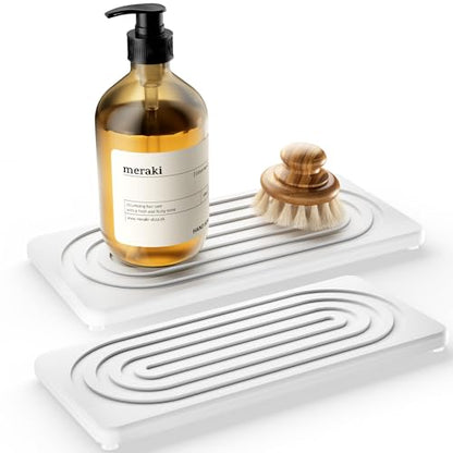 Water Absorbing Stone Tray, Quick Drying Diatomite Bathroom Tray Countertop, Stone Drying Mat for Kitchen Counter, Soap Dish Dispenser Vanity Organizer, White-A-8.3" x 4" - color: 8.3" X 4"-white-a