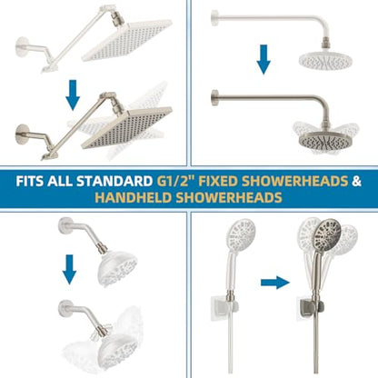 Hibbent All Metal Shower Head Swivel Ball Joint Adapter, Solid Brass Adjustable Shower Arm Connector, Shower Arm Extension, Showerhead Connector, Universal Showering Component, Brushed Nickel - color: Brushed Nickel