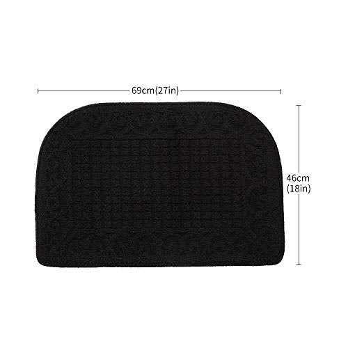 COSYHOMER 27x18 Half Round Kitchen Rug,Non Slip Washable Mat,Black 1PC | Polypropylene tufted textile,small half circle rug,kitchen sink mat,Kitchen floor mat - color: Black, size: 1'6" x 2'3" (Semicircular)