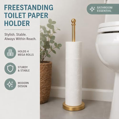 Songtec Toilet Paper Holder Stand Reserve for Bathroom, Holds 4/5 Rolls, Compact TP Roll Holder Storage, Stainless Steel (Gold) - color: Gold
