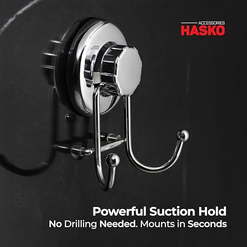 Powerful Vacuum Suction Cup Hooks Holder for Towel, Robe and Loofah - Stainless Steel Hook for Bathroom and Kitchen (Chrome)