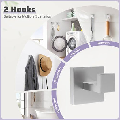 Brushed Nickel Towel Bar Set,5-Piece Bathroom Hardware Set Includes Upgraded Double Base Paper Towel Holder Modern Square Towel Holder Set,Stainless Steel Wall Mount 23.6 Inch - color: 5-pcs Brushed Nickel