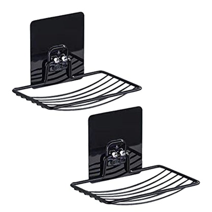Stainless Steel Bar Soap Dish, Draining Soap Holder Sink-Black 2pcs | Shower Bathroom Tub Kitchen - color: Metal Black