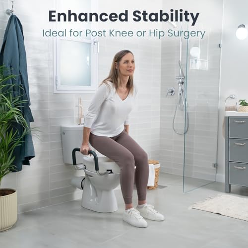 PELEGON Raised Toilet Seat With Handles (300lb) Toilet Seat Risers for Seniors, Raised Toilet Seat for Handicap Toilet Seat For Elderly & Disabled - Standard Seat - size: Standard