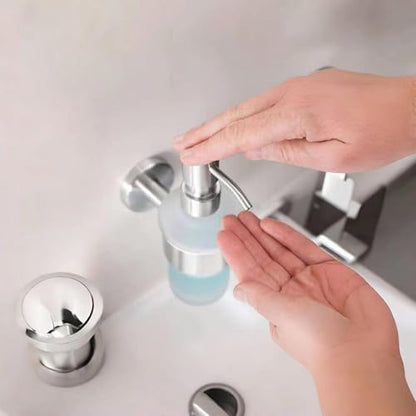 Hand Soap Dispenser Wall Mount, Glass Pump Bottle for Kitchen & Bathroom, Dish Soap Dispenser with Stainless Steel Pump, Dispenser Pump Bottle for Lotions,Liquid Soaps
