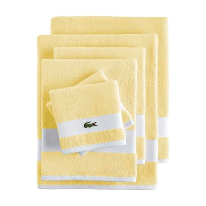 Lacoste Sport Stripe 6-Piece Luxury Cotton Towel Set – Made with 100% Soft Supima Cotton, Absorbent & Quick-Drying, Includes 2 Bath Towels, 2 Hand Towels, 2 Washcloths, Yellow - color: Yellow