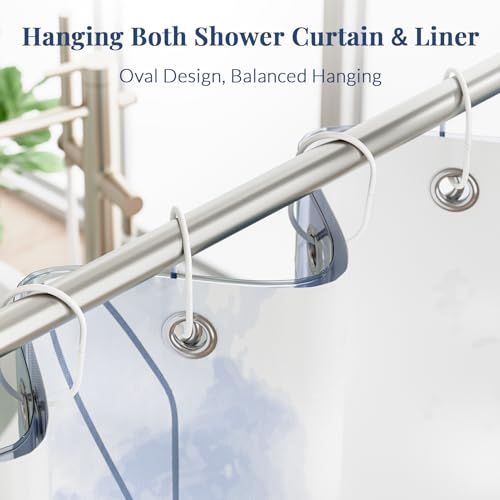 Bathway Shower Curtain Rings, White Shower Curtain Hooks 12 Pcs Anti-Drop Shower Rings for Curtain, Metal Shower Curtain Rings Rust Proof, Shower Hooks for Shower Curtain Rod, Curtain Rings - color: White, style: Modern Oval