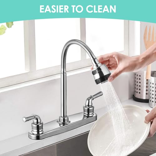 RV Kitchen Faucet Non-Metallic, Flexible Spout for Campers, Motorhomes, Travel Trailers - color: Chrome