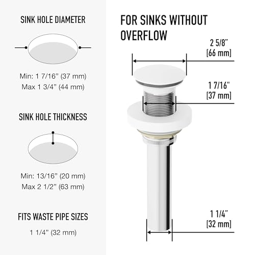 VIGO 2.75" Diameter Vessel Bathroom Sink Pop-Up Drain and Mounting Ring Without Overflow in Matte White Finish - color: Matte White