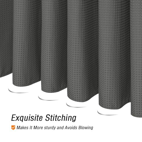 Extra Long Charcoal Grey Fabric Shower Curtain, 72 x 84 | Tall Cloth-Textured Shower Curtain for Bathroom, Water Repellent, Machine Washable - color: Charcoal Grey, size: 72"W x 84"L (Pack of 1)