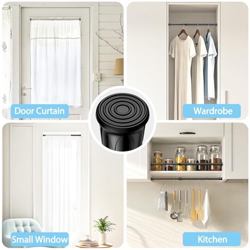 Spring Tension Curtain Rod Short Tension Rod (Black,12" to 19"-2Pcs) - color: Black, size: 12" to 19"-2Pcs