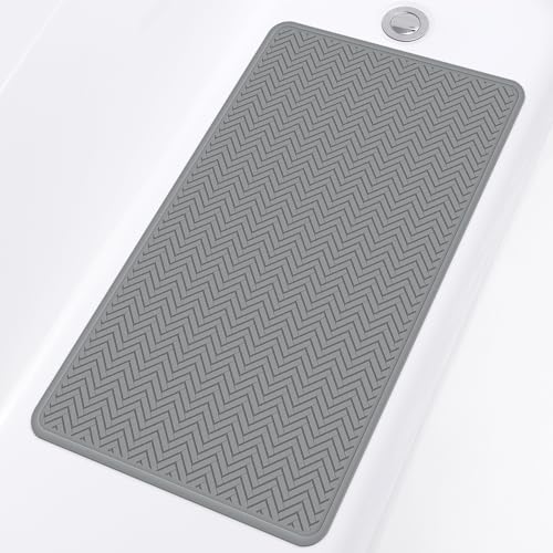 OTHWAY Bathtub Mat Non Slip, 27" x 17" Bath Mat for Tub, Machine Washable Shower Anti Slip Mat with 246 Strong Suction Cups (Grey) - color: Grey, size: 27" x 17" (Rectangular)