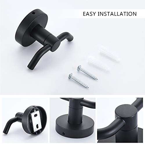 MARMOLUX ACC - 2pack Black Bathroom Hooks for Towels | Modern Black Hooks, Double Robe & Towel Hooks Ideal as Bathroom Towel Holder, Shower Wall Hook, Kitchen Hand Towel Holder - color: Matte Black (2pcs)