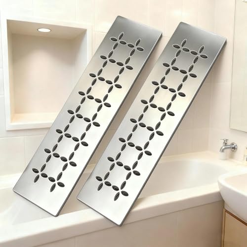 12 Inch Shower Niche Shelf 2-Pack, 4mm Stainless Steel with Drainage Design for Kerdi Board SN/-SNLT, Tile Ready Floral Shelves with Smooth Finish - color: 2 PACK