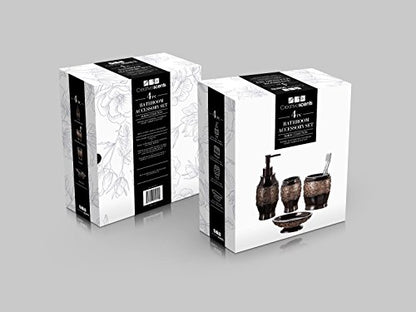 Creative Scents Dublin Brown 4 Piece Bathroom Accessory Set | Includes Soap Dispenser, Toothbrush Holder, Tumbler Cup & Soap Dish - style: 4 Piece Set