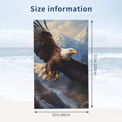 Bald Eagle Beach Towel Quick Dry Microfiber Eagle American Towel Lightweight Large Swimming Towel for Travel Pool Camping Absorbent Soft Beach Towel Gifts for Adults Kids Girls Boys 52x32 Inches - color: Beach Towel98
