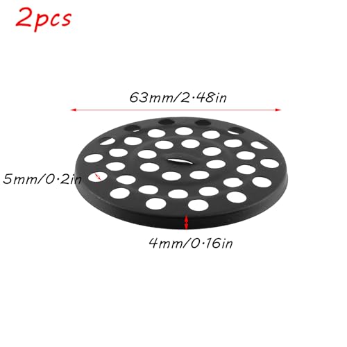 Antrader Shower Drain Cover, Stainless Steel Anti-Clogging Strainer Grid, 2.48" Diameter, 0.16" Thickness,with 0.2" Outlet Hole for Bathroom Kitchen Balcony Garage, Round - color: Black, size: 2.48" Round