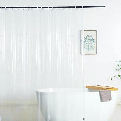 Extra Wide Shower Curtain Liner 108 x 72, Waterproof Heavy Duty Clear Vinyl Shower Liner for Bathroom and Bathtub, 18 Plastic Hooks - color: Clear, size: 108"W x 72"L (Pack of 1)