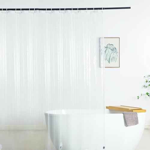 Extra Wide Shower Curtain Liner 108 x 72, Waterproof Heavy Duty Clear Vinyl Shower Liner for Bathroom and Bathtub, 18 Plastic Hooks - color: Clear, size: 108"W x 72"L (Pack of 1)