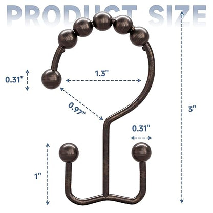 Titanker Shower Curtain Hooks Rings, Rust Resistant Metal Double Glide Shower Hooks Rings for Bathroom Shower Rods Curtains, Set of 24 Hooks - Bronze - color: Bronze--24pack, style: Modern